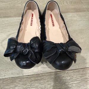 Prada Women's Black Leather Ballet Flats